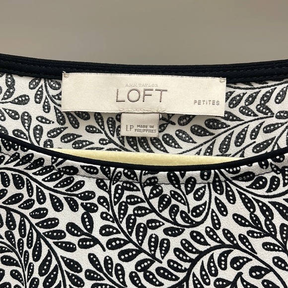 Loft black and white blouse size large petite - Picture 3 of 4